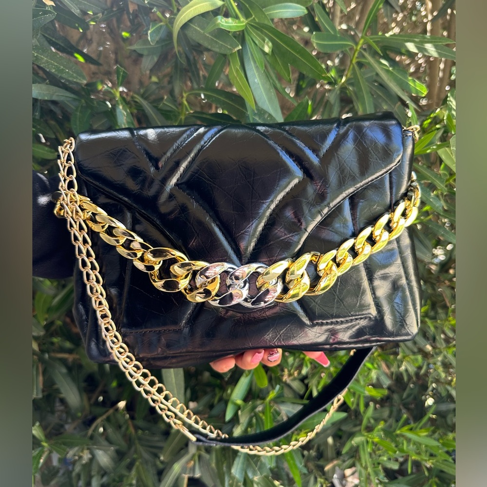 Woman shoulder bag Black leather